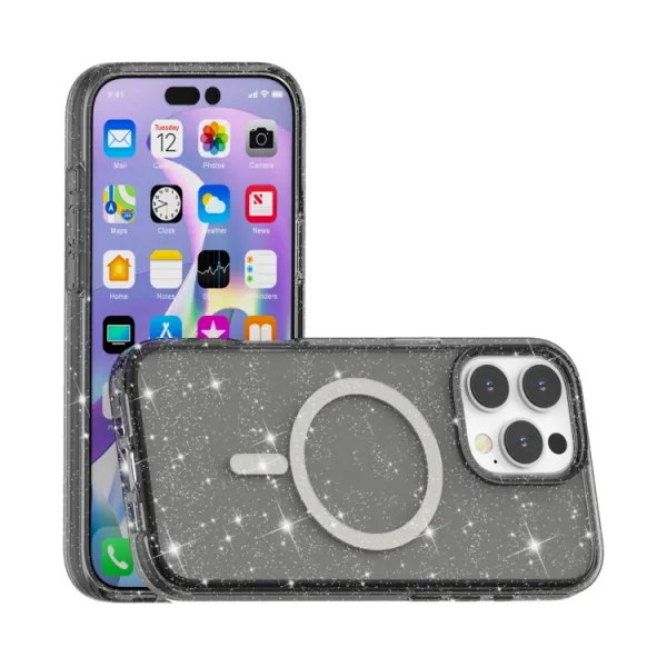 GLITTER MAGSAFE Ochranný kryt pre Apple iPhone 16 Pro Max čierny