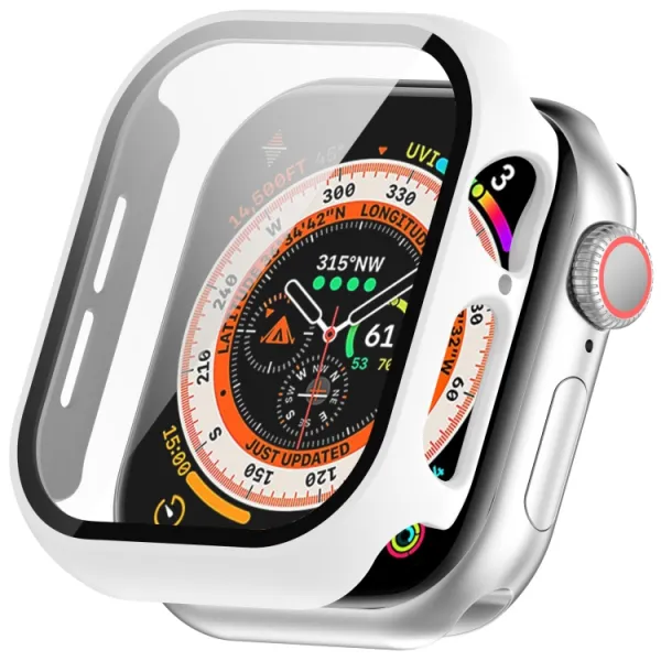 PC FULL COVER Plastový kryt so sklom pre Apple Watch 10 / 11 46mm biely
