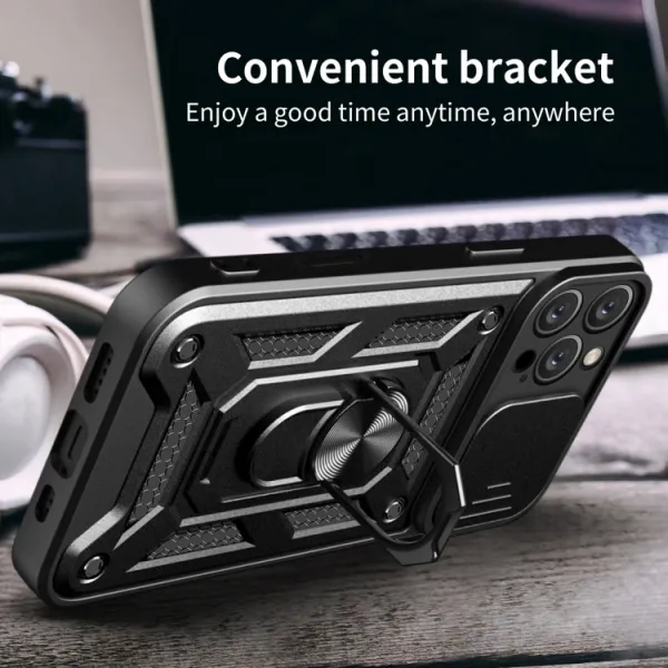 RING CAMERA Kryt s držiakom pre Apple iPhone 16 Pro Max červený