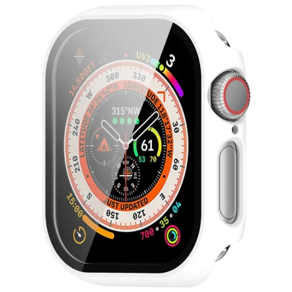 PC FULL COVER Plastový kryt so sklom pre Apple Watch 10 / 11 46mm biely