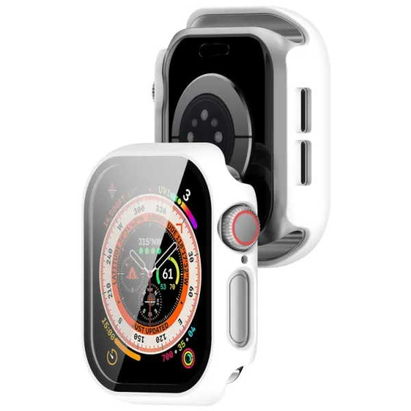 PC FULL COVER Plastový kryt so sklom pre Apple Watch 10 / 11 46mm biely