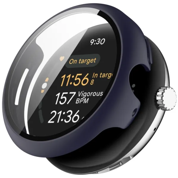 PC FULL COVER Plastový kryt so sklom pre Google Pixel Watch 3 41mm tmavomodrý