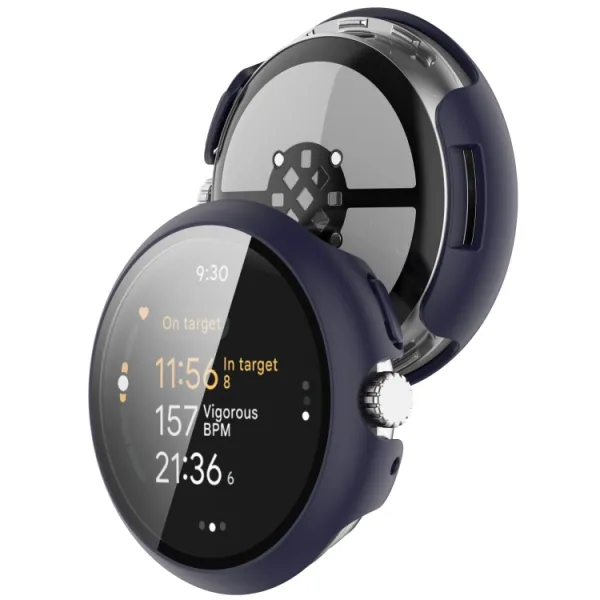 PC FULL COVER Plastový kryt so sklom pre Google Pixel Watch 3 41mm tmavomodrý