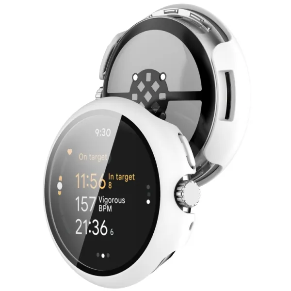 PC FULL COVER Plastový kryt so sklom pre Google Pixel Watch 3 45mm biely