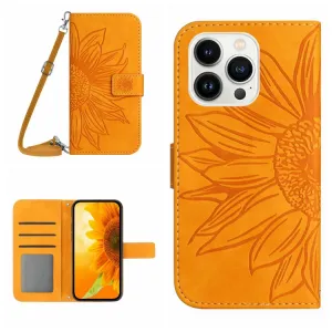 ART SUNFLOWER Peňaženkový obal so šnúrkou pre Apple iPhone 16 Pro Max žltý