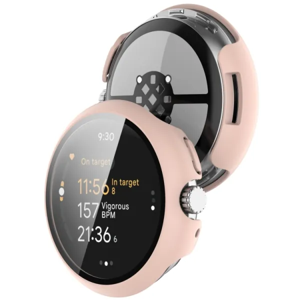 PC FULL COVER Plastový kryt so sklom pre Google Pixel Watch 3 41mm ružový