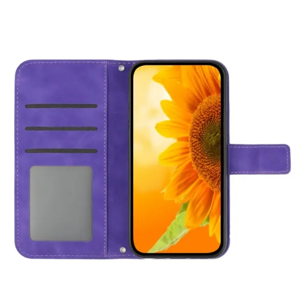 ART SUNFLOWER Peňaženkový obal so šnúrkou pre Apple iPhone 16 Pro Max tmavofialový
