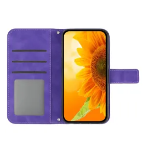 ART SUNFLOWER Peňaženkový obal so šnúrkou pre Apple iPhone 16 Pro Max tmavofialový