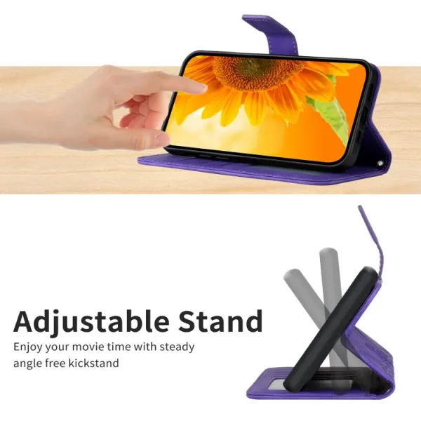 ART SUNFLOWER Peňaženkový obal so šnúrkou pre Apple iPhone 16 Pro Max tmavofialový