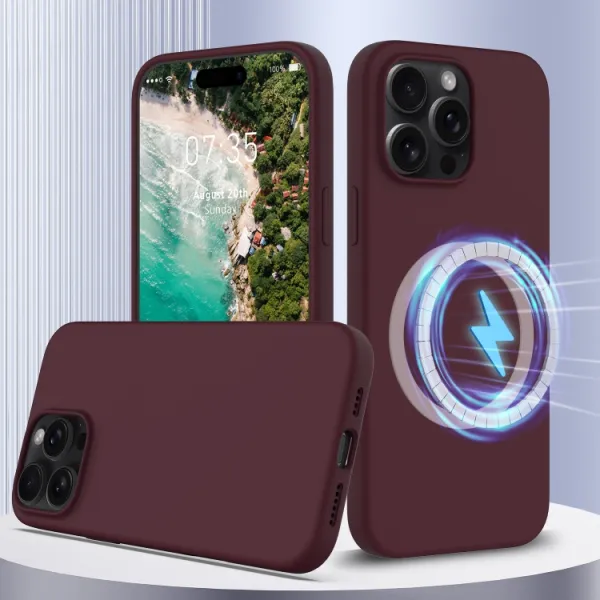 RUBBER MAGSAFE Silikónový kryt pre Apple iPhone 16 Pro Max bordový