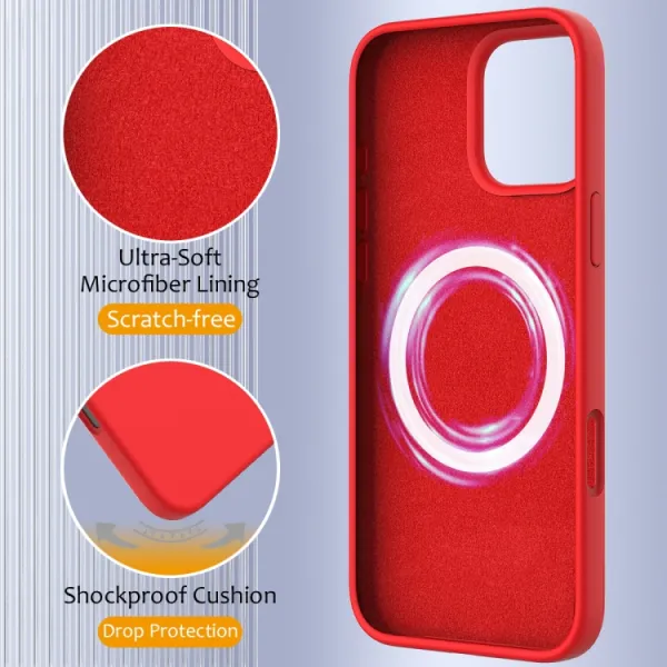 RUBBER MAGSAFE Silikónový kryt pre Apple iPhone 16 Pro Max červený