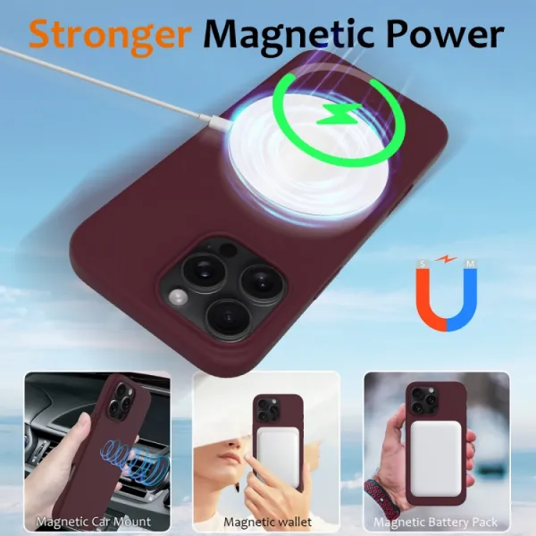 RUBBER MAGSAFE Silikónový kryt pre Apple iPhone 16 Pro Max bordový