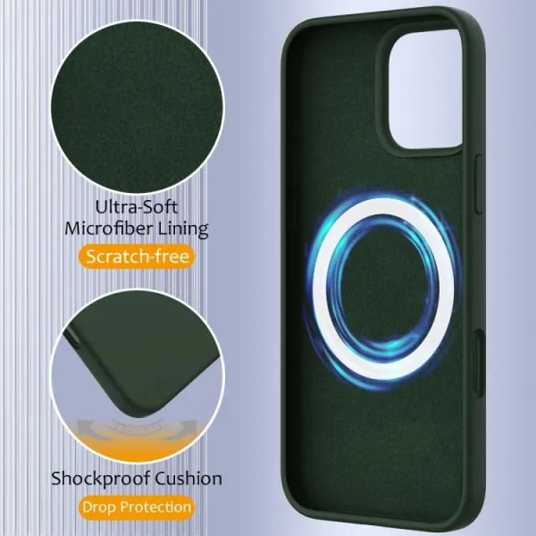 RUBBER MAGSAFE Silikónový kryt pre Apple iPhone 16 Pro Max tmavozelený