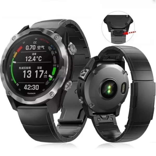 ARMOUR QUICK RELEASE Kovový remienok pre Garmin Fenix E 47mm čierny