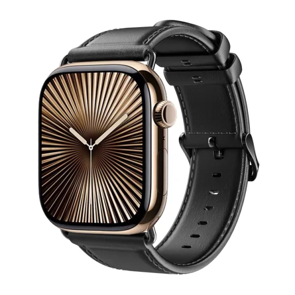 DUX LEATHER Kožený remienok pre Apple Watch 10 / 11 42mm čierny
