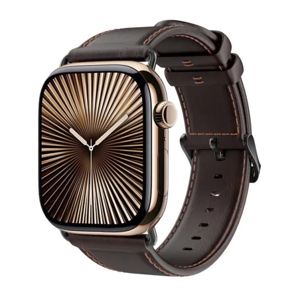 DUX LEATHER Kožený remienok pre Apple Watch 10 / 11 42mm tmavohnedý