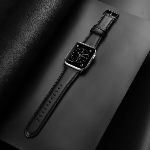 DUX LEATHER Kožený remienok pre Apple Watch 10 / 11 42mm čierny