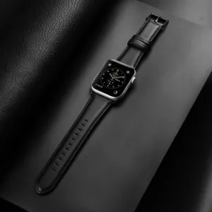 DUX LEATHER Kožený remienok pre Apple Watch 10 / 11 42mm čierny