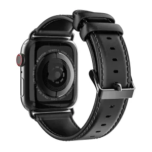 DUX LEATHER Kožený remienok pre Apple Watch 10 / 11 42mm čierny
