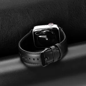 DUX LEATHER Kožený remienok pre Apple Watch 10 / 11 42mm čierny