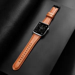 DUX LEATHER Kožený remienok pre Apple Watch 10 / 11 46mm svetlohnedý