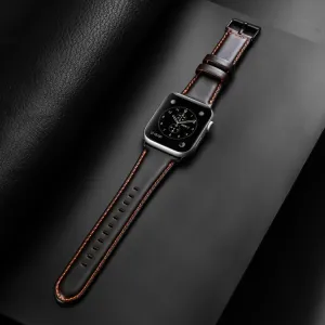 DUX LEATHER Kožený remienok pre Apple Watch 10 / 11 42mm tmavohnedý