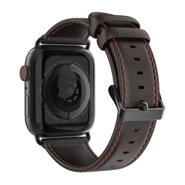 DUX LEATHER Kožený remienok pre Apple Watch 10 / 11 42mm tmavohnedý