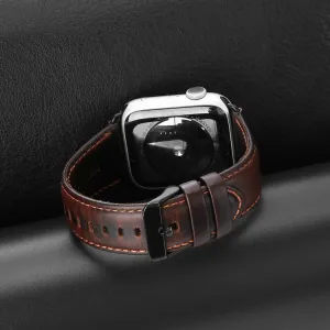DUX LEATHER Kožený remienok pre Apple Watch 10 / 11 42mm tmavohnedý