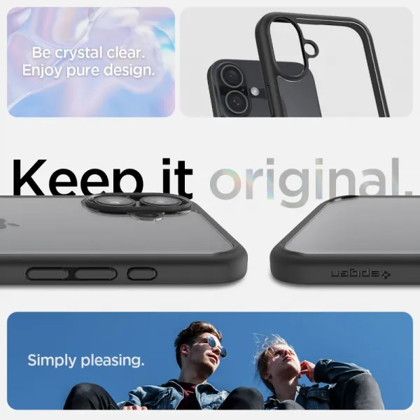 Spigen Ultra hybrid kryt na mobil, iPhone 16, čierny