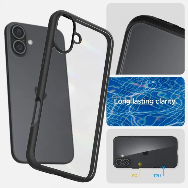 Spigen Ultra hybrid kryt na mobil, iPhone 16, čierny