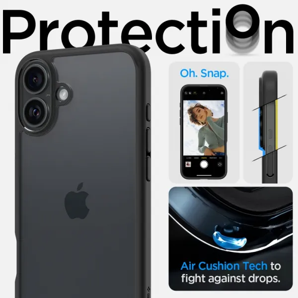 Spigen Ultra hybrid kryt na mobil, iPhone 16, čierny