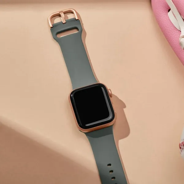 SILICONE Vymeniteľný remienok pre Apple Watch 10 / 11 46mm olivový