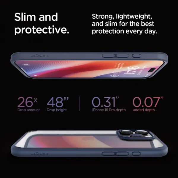 Spigen Ultra hybrid kryt na mobil, iPhone 16 Pro, modrý
