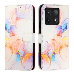 ART MARBLE Peňaženkový kryt pre Xiaomi 14T Pro WHITE ORANGE