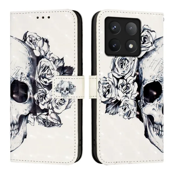 ART Peňaženkový kryt pre Xiaomi 14T Pro SKULL