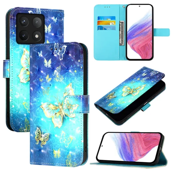 ART Peňaženkový kryt pre Xiaomi 14T Pro BLUE BUTTERFLY