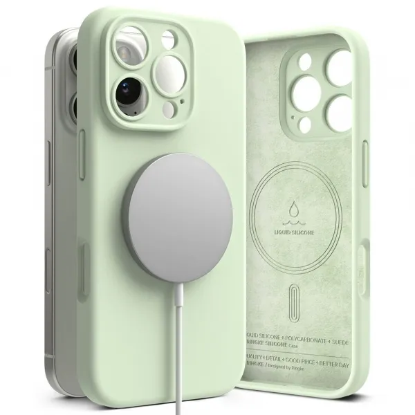 RINGKE SILICONE MAGSAFE Ochranný kryt Apple iPhone 16 Pro Max SOFT MINT