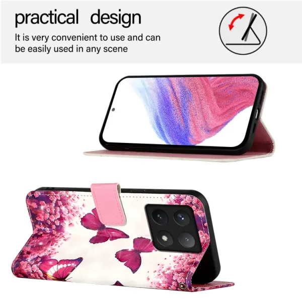 ART Peňaženkový kryt pre Xiaomi 14T PINK BUTTERFLY