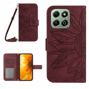 ART SUNFLOWER Peňaženkový obal so šnúrkou pre Honor X6b bordový