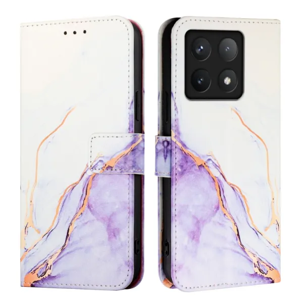 ART MARBLE Peňaženkový kryt pre Xiaomi 14T Pro WHITE PURPLE