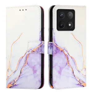 ART MARBLE Peňaženkový kryt pre Xiaomi 14T Pro WHITE PURPLE