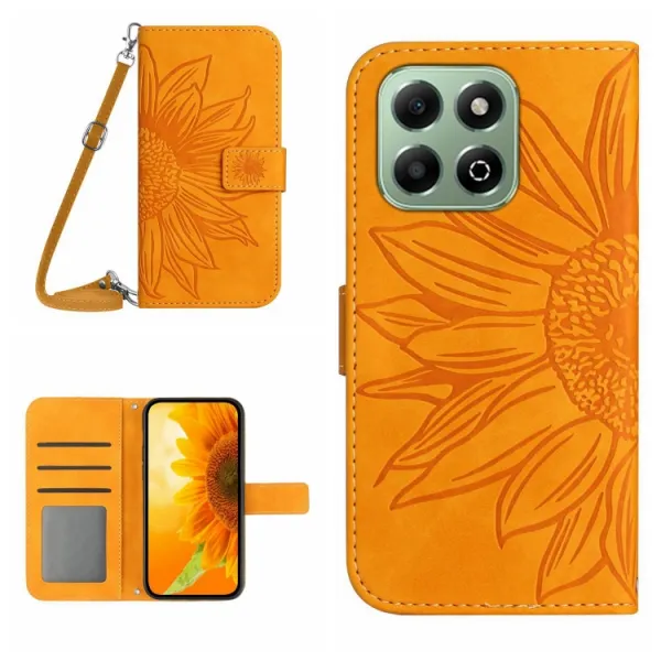 ART SUNFLOWER Peňaženkový obal so šnúrkou pre Honor X6b žltý