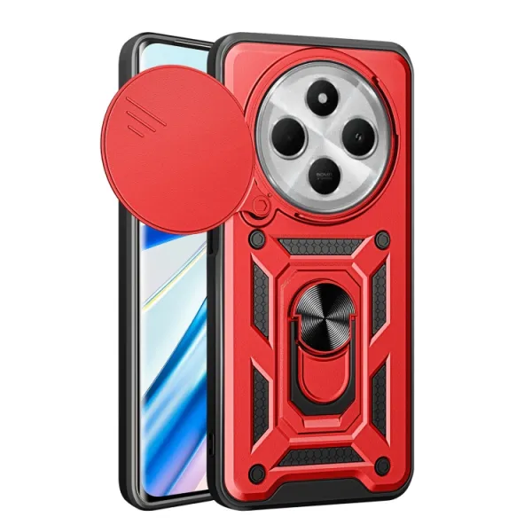 RING CAMERA Kryt s držiakom pre Xiaomi Redmi 14C / Poco C75 červený