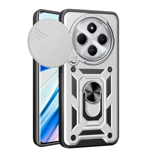 RING CAMERA Kryt s držiakom pre Xiaomi Redmi 14C / Poco C75 strieborný