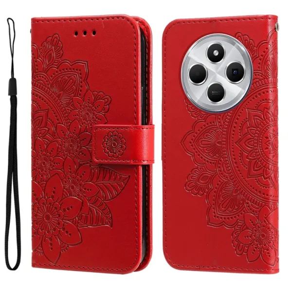 ART MANDALA Peňaženkový kryt pre Xiaomi Redmi 14C / Poco C75 červený