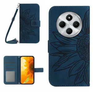 ART SUNFLOWER Peňaženkový obal so šnúrkou pre Xiaomi Redmi 14C / Poco C75 modrý