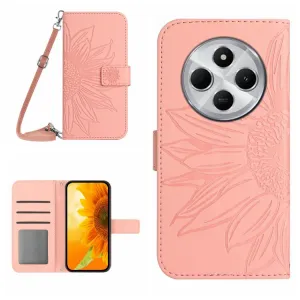 ART SUNFLOWER Peňaženkový obal so šnúrkou pre Xiaomi Redmi 14C / Poco C75 svetloružový