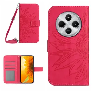ART SUNFLOWER Peňaženkový obal so šnúrkou pre Xiaomi Redmi 14C / Poco C75 tmavoružový