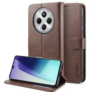IMEEKE Peňaženkový obal pre Xiaomi Redmi 14C / Poco C75 tmavohnedý