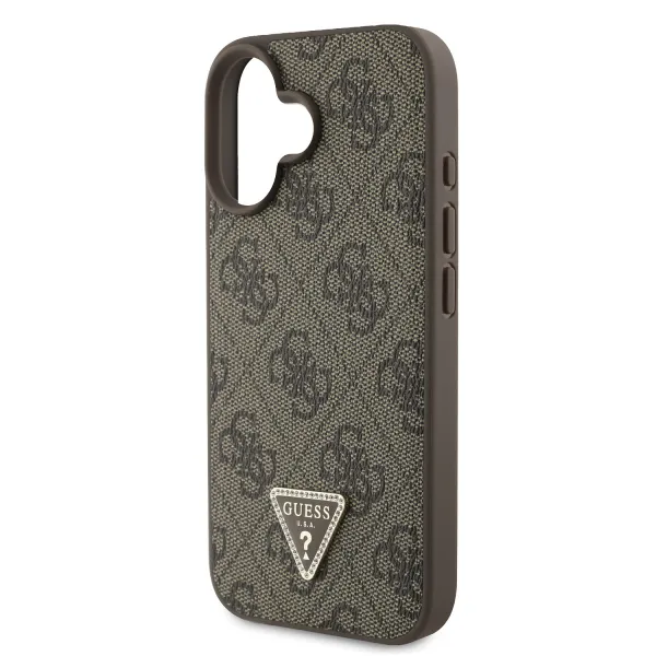 GUESS 4G STRASS SET Ochranný kryt + remienok pre Apple iPhone 16 hnedý